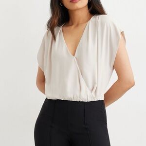 Dynamite Cream V-Neck Blouse